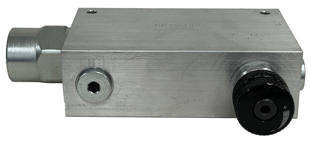 RFP-A-12-A-SAE10|Pressure compensated flow control, 3 way, 100 l/min, 26 gpm inlet, 17 gpm regulated