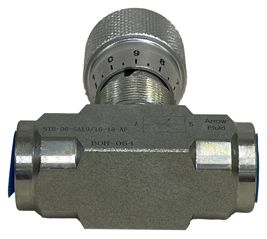 STU-400-SAE9/16-18|1/4" Inline Flow Control c/w 3/8" ORB Ports