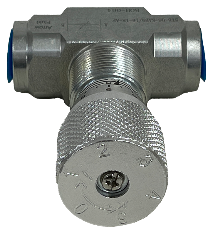 STU-400-SAE9/16-18|1/4" Inline Flow Control c/w 3/8" ORB Ports