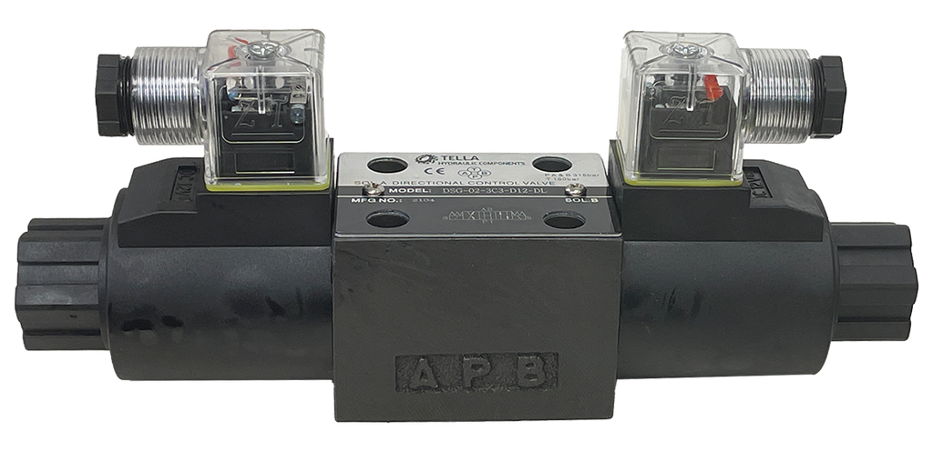 DSG-02-3C3-D12-DL|D03 valve, 3 position, all ports open, 12VDC DIN connection