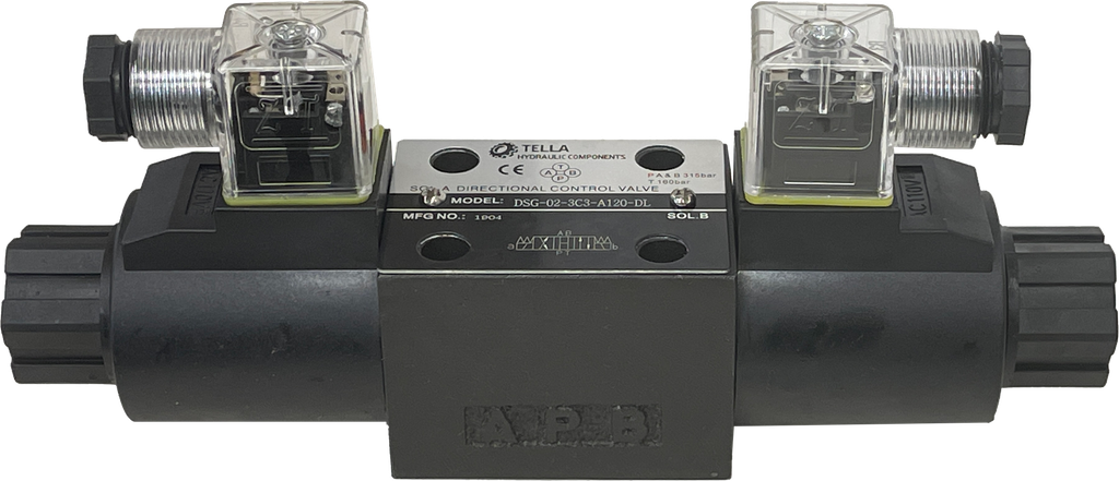 DSG-02-3C3-A120-DL|D03 valve, 3 position, all ports open, 120VAC DIN connection
