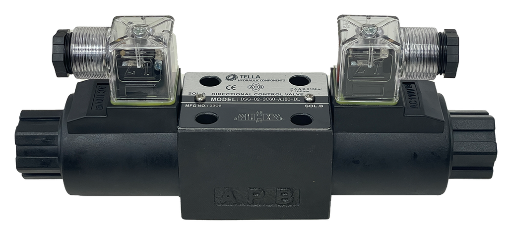 DSG-02-3C60-A120-DL|D03 valve, 3 position, P to T A and B closed 120VAC DIN connection