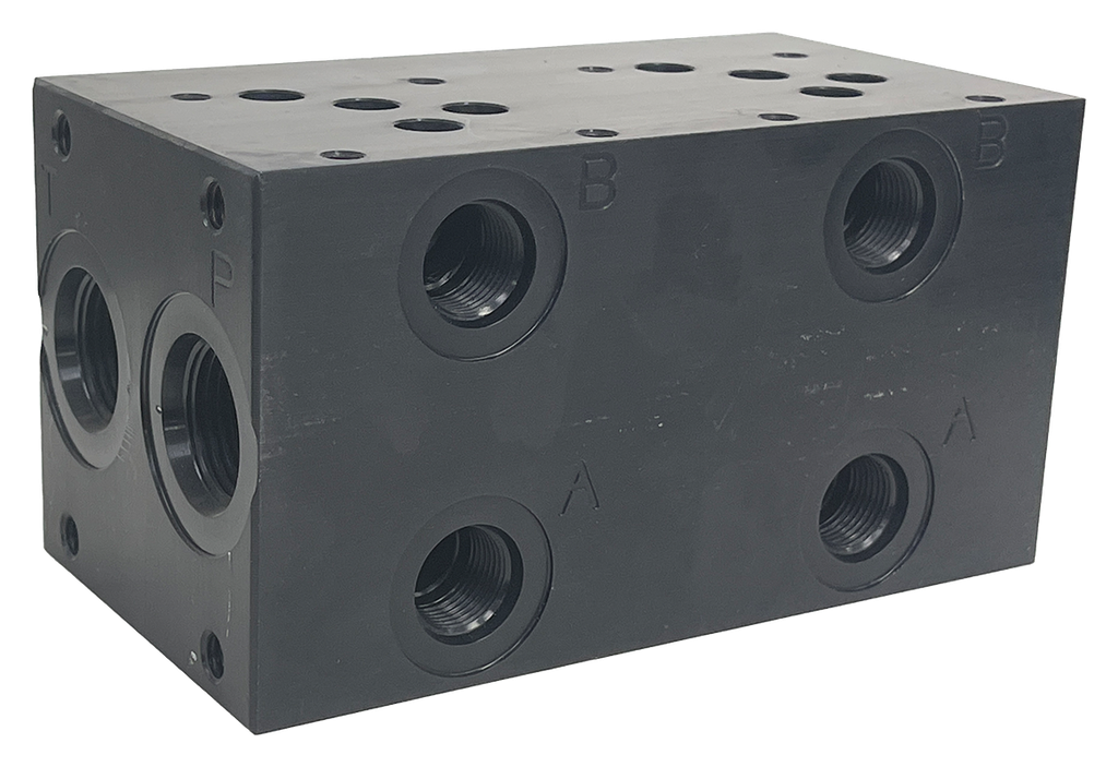 CTI5P02SA|D05 two station parallel bar manifold WITHOUT relief cavity (ports: P & T #12 ORB / A & B #8 ORB)