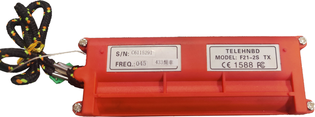 F21 - 2S TX|"Function: 2 single-speed buttons Frequency: UHF 420-450mhz Transmitter Function: single-speed, 2 buttons IP Class: IP65 Temperature: -35℃~+40℃ Housing: Reinforced nylon plastic Distance: >=100 meters / can be customized to 300 meters Voltage: DC/AC 12-24V, 24~48V,24-264V,110~460V"