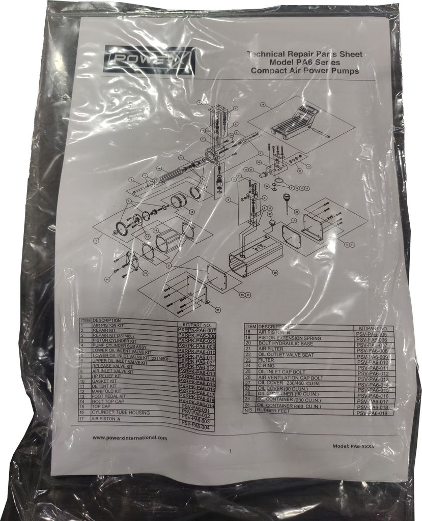 PA6-122D|PA6-122D |10,000 PSI Double Acting Air Over Hydraulic Pump - PowerX International