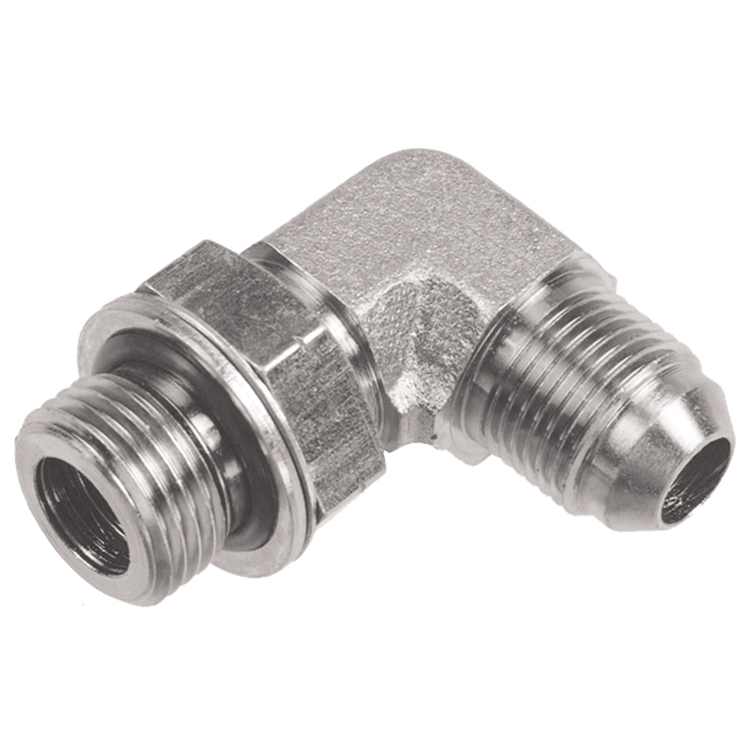 36915A-04-06 / 9059-06-04 1/4" ADJUSTABLE MALE BSP PARALLEL TO 9/16-18 MALE JIC 37° FLARE 90° ELBOW