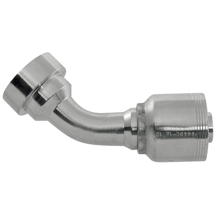 4449C-20-16 1" 45° NON-SKIVE CRIMP COUPLING ELBOW WITH 2.13" CAT STYLE FLANGE