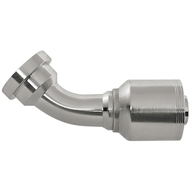 4449H-20-16 1" 45° NON-SKIVE CRIMP COUPLING ELBOW WITH 2.13" SAE CODE 62 FLANGE
