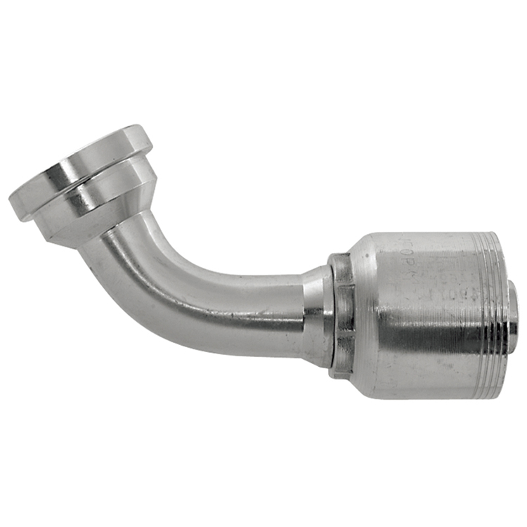 4469-24-24 1-1/2" 60° NON-SKIVE CRIMP COUPLING ELBOW WITH 2.38" SAE CODE 61 FLANGE