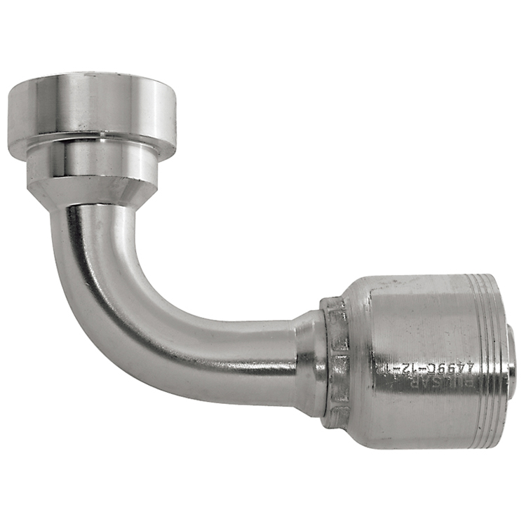 4499C-20-16 1" 90° NON-SKIVE CRIMP COUPLING ELBOW WITH 2.13" CAT STYLE FLANGE