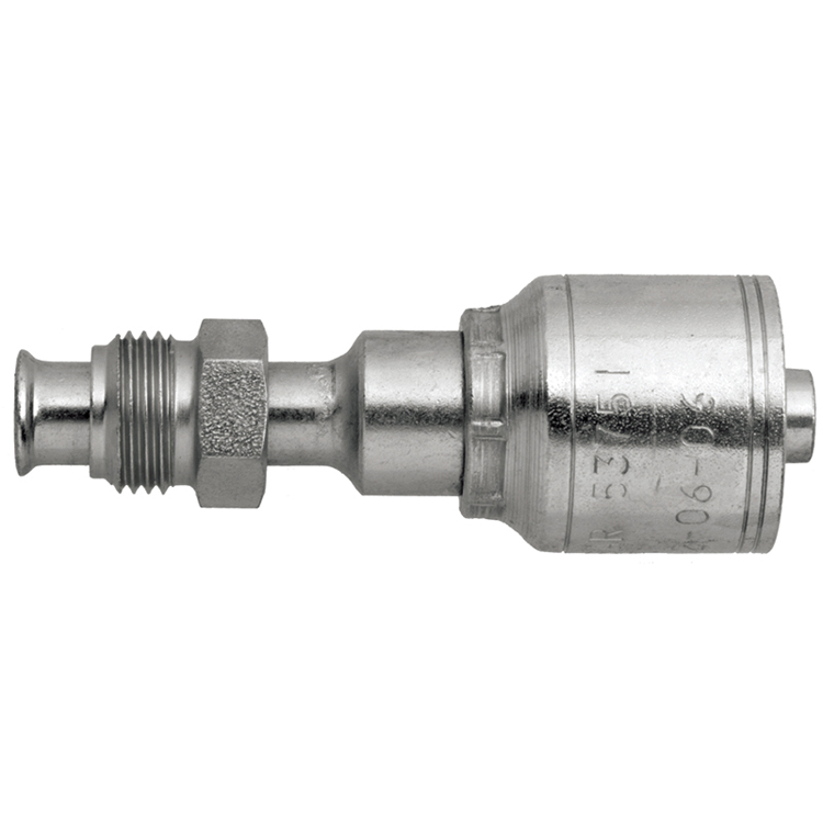 4212-06-06 3/8" NON-SKIVE CRIMP COUPLING WITH 5/8-18 MALE INVERTED FLARE THREAD