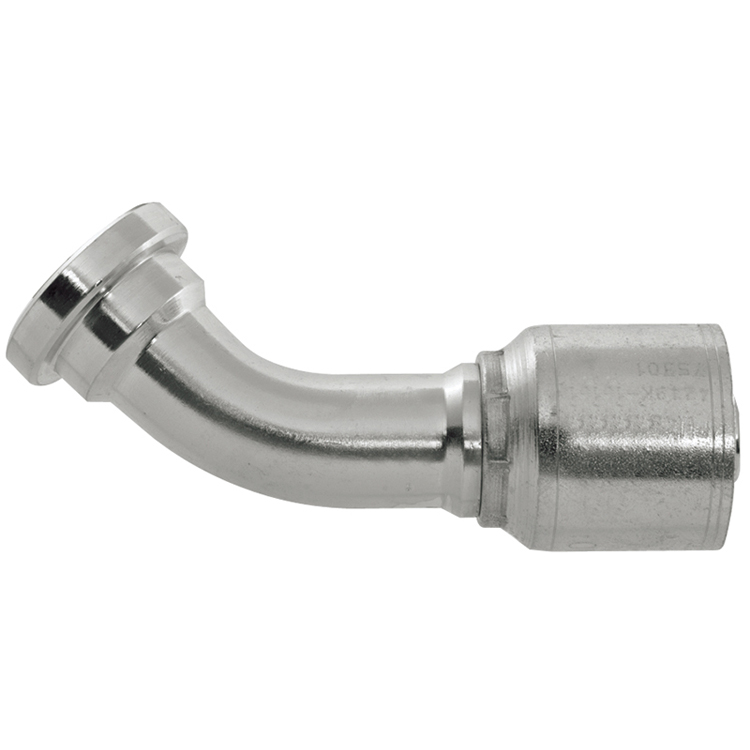 4249K-10-10 5/8" 45° NON-SKIVE CRIMP COUPLING ELBOW WITH 1.34" KOMATSU STYLE FLANGE