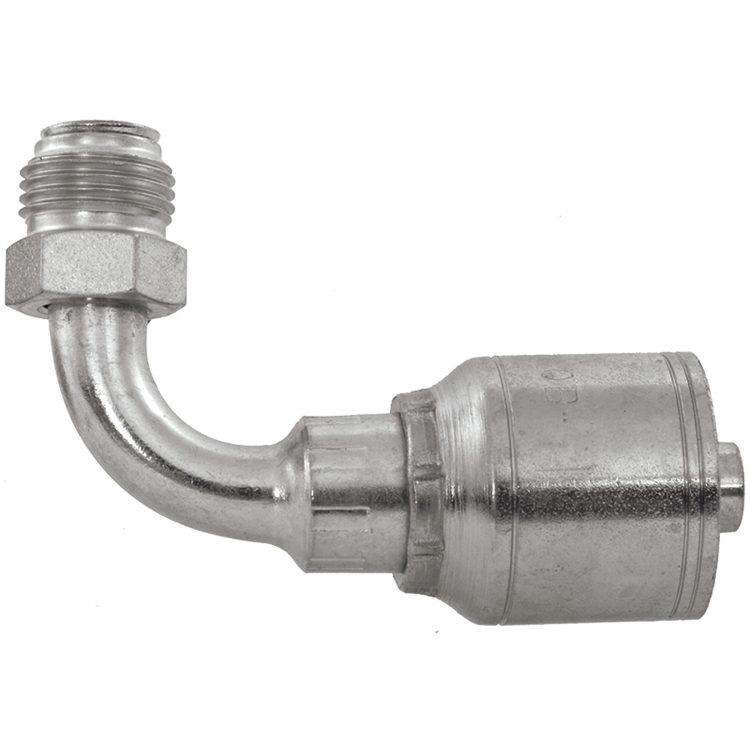 4292-06-06 3/8" 90° NON-SKIVE CRIMP COUPLING ELBOW WITH 5/8-18 MALE INVERTED FLARE THREAD
