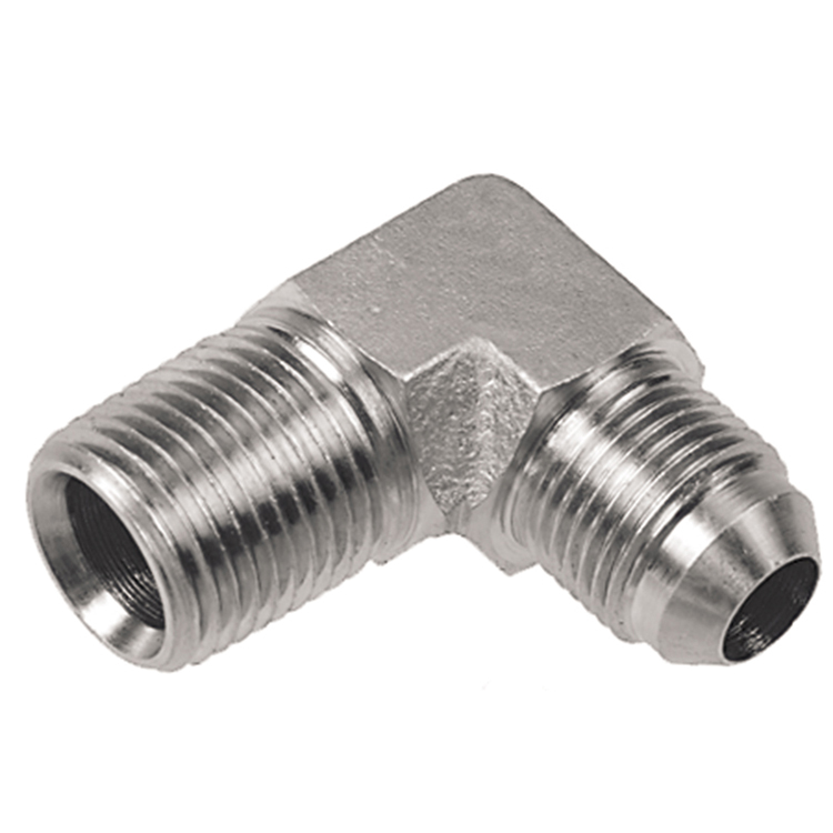 1596-02-04 / 2501-04-02 1/8" MALE PIPE (NPTF) TO 7/16-20 MALE JIC 37° FLARE 90° ELBOW
