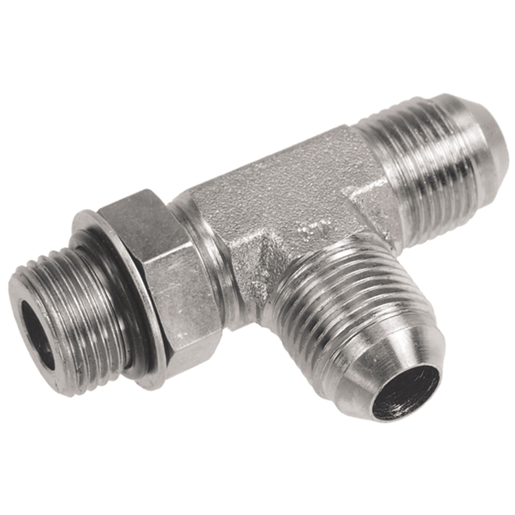 11T55-08-08 / 6804-08-08-08 3/4-16 MALE JIC 37° FLARE X 3/4-16 MALE O-RING BOSS RUN TEE