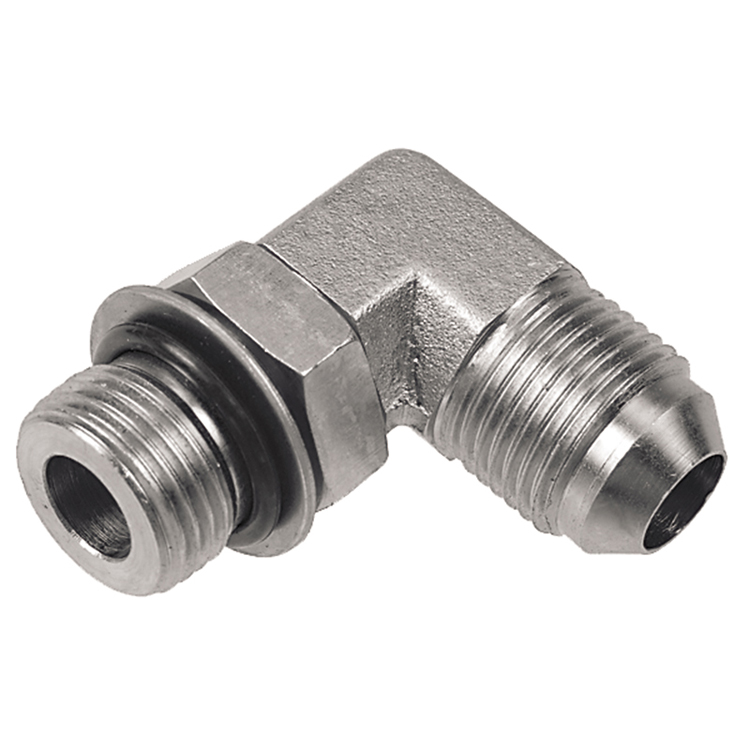 1195SS-08-08 3/4-16 TYPE 316 STAINLESS STEEL MALE O-RING BOSS TO 3/4-16 MALE JIC 37° FLARE 90° ELBOW