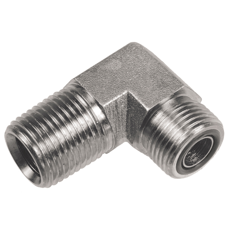 93916-20-20 1-1/4" MALE PIPE (NPTF) TO 1-11/16-12 MALE O-RING FACE SEAL 90° ELBOW