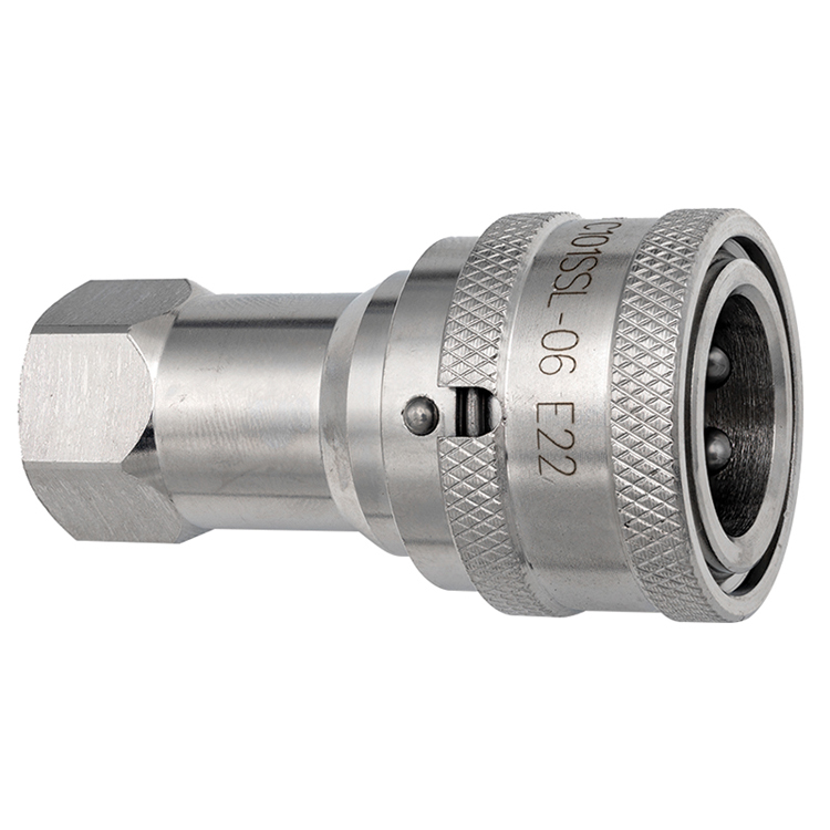 C101SSL-04 1/4" C100 SERIES ISO-B TYPE 316 STAINLESS STEEL HYDRAULIC LOCKING SLEEVE COUPLER WITH FEMALE PIPE (NPTF) THREAD