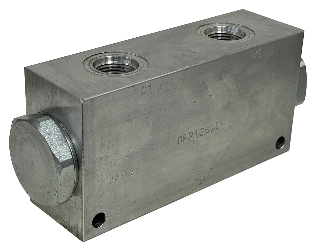 DFR12S06|25 GPM flow divider (inlet #12 ORB) (outlet x 2 #10 ORB)