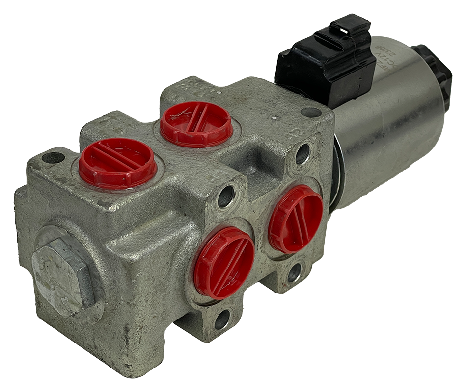 2SGL-DVTER-SAE10-D12-BAFD-DBL 6 way Hydraulic Diverter Selector Valve 12 VDC - Banked as double - Deutsch