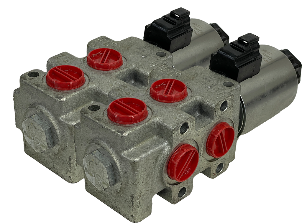 2SGL-DVTER-SAE10-D24-BAFD-DBL 6 way Hydraulic Diverter Selector Valve 24 VDC - Banked as double - Deutsch
