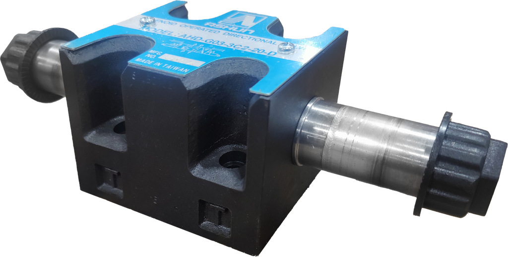 AHD-G03-3C2-20|3/8" valve size; din type; 315 bar max operating pressure; 70-160 allowable back pressure; 120 L/min max flow; 240 RF120 conversion frequency; spring offset, 3 position